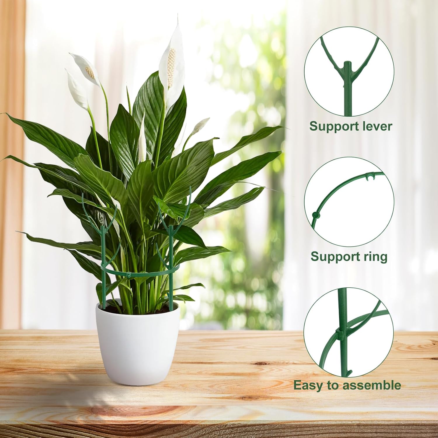 9 Packs Stackable Plant Support Stakes, 28 Inches Plant Stakes for Indoor Plants, Stackable Plant Support Stakes for Indoor Outdoor Plants Potted Plants Flower, Monstera Plant Support,Green