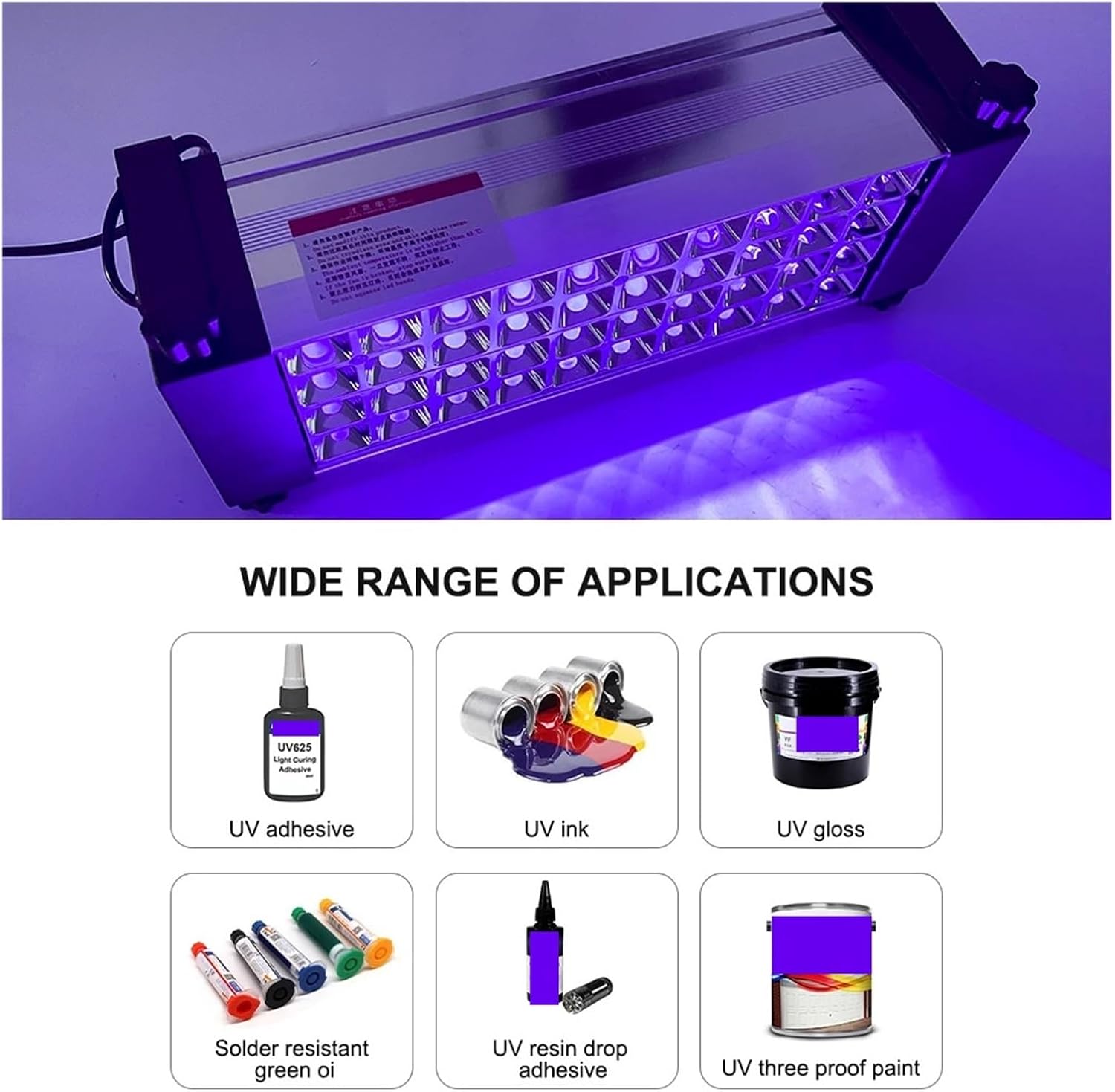 40LED 600W 405NM ポータブルUV硬化ランプ インク ワニス ペイント UV接着剤 シルクスクリーン アイコンオイル