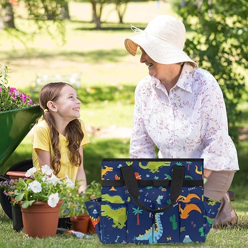 Miniatura 6 de Bolsa de herramientas de jardín de dibujos animados de dinosaurios para mujeres y hombres, bolsas de almacenamiento de herramientas de jardinería