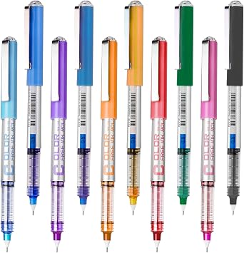 EYEYE Roller Ball Pens, Needle Tip, 0.5mm Extra Fine Point, 10 Colors