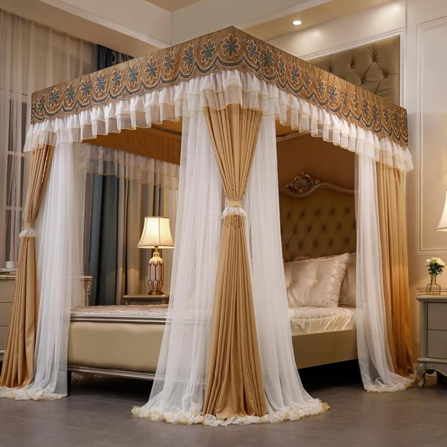 月印 本麻の蚊帳 4.5畳用 白×藍色グラデーション ヴィンテージ品 蚊帳