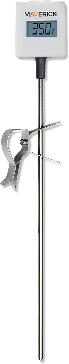 Maverick CT-10 Candy & Deep Fry Bluetooth Thermometer, Smart iChef App Control, 11 Candy & 6 Fry Presets, 8” Stainless Steel Probe, Digital Display, Hands-Free Vessel Clip