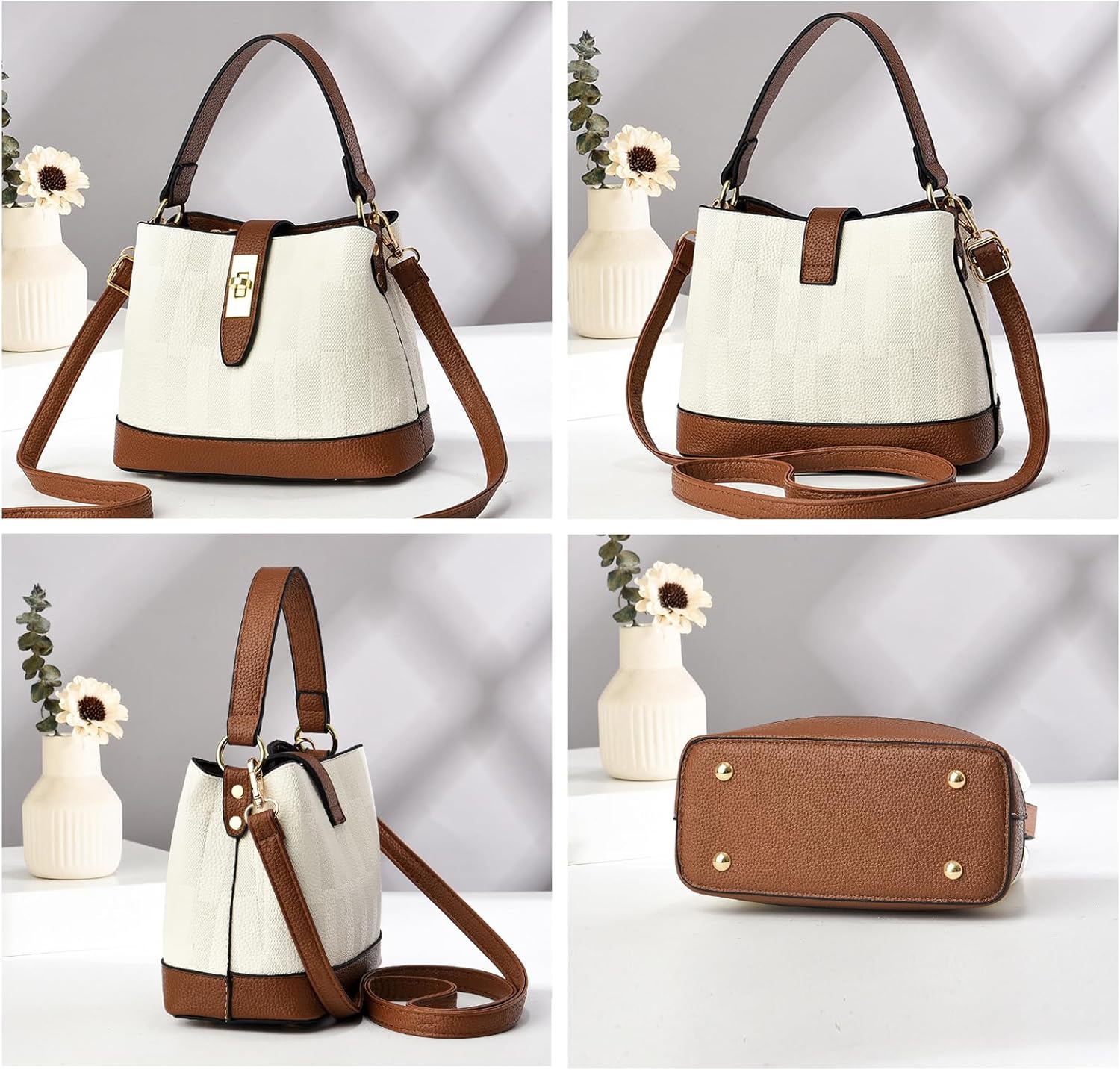 PU Leather Shoulder Bag for Women Elegant Handbag Ladies Crossbody Bag Retro Messenger Bag Waterproof Top-handle Bag - Image 7