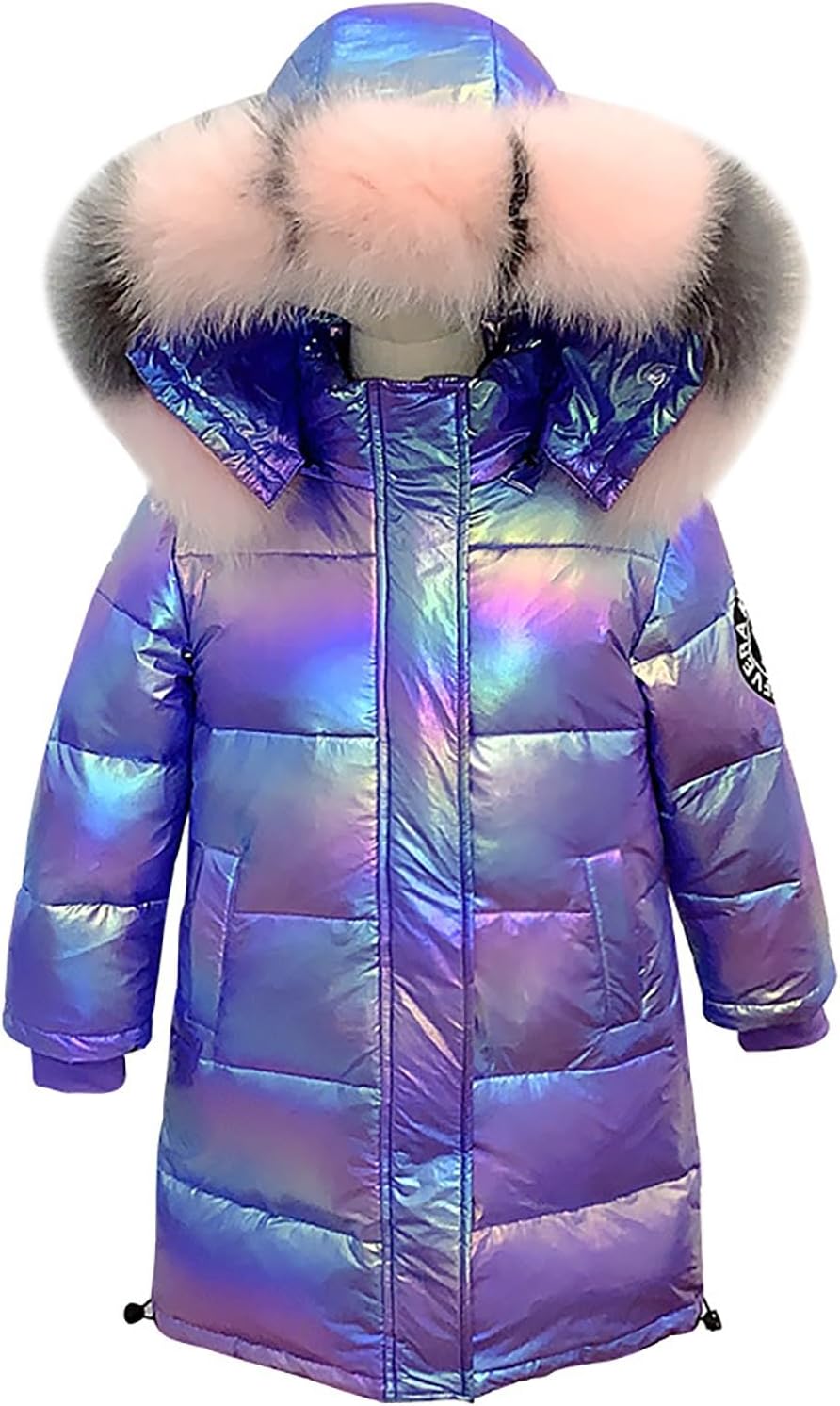 Girls Insulated Winter Coat Waterproof Long Quilted Puffer Jacket Teen Toddler Warm Parka Snow Coats with Faux Fur Hood