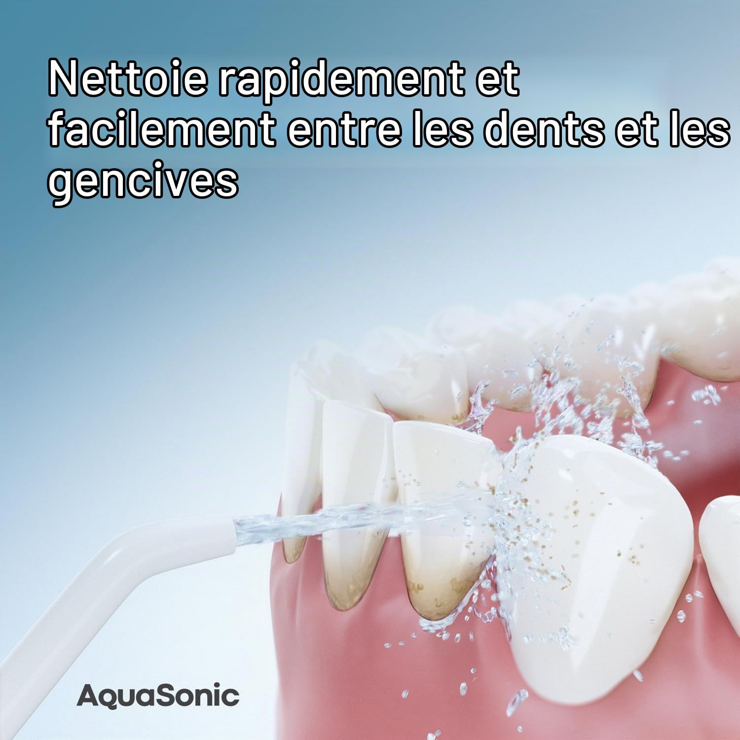 AquaSonic Hydropulseur – Rechargeable sans fil pour le nettoyage des dents – Étanche et portable hydropulseur dentaire avec 5 embouts de jet – Accolades à domicile