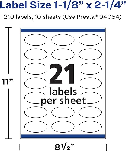 Miniatura 5 de Avery Etiquetas ovaladas impermeables duraderas con alimentación segura 1-18 x 2-14 pulgadas 210 etiquetas impermeables resistentes al aceite y al