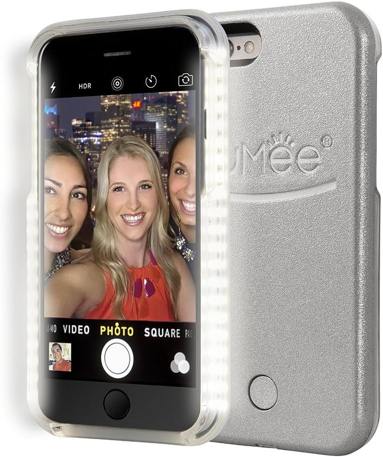 LuMee Original Phone Case, Silver | LED Lighting, Variable Dimmer | Shock Absorption, Bumper Case, Selfie Phone Case | iPhone 6s
