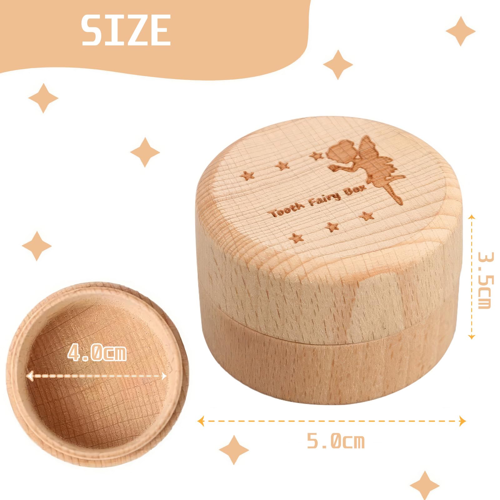 ZXCHOME 1 Pc Milk Tooth Box Tooth Fairy Box Cute Wooden 3D Carved Teeth Box Lost Teeth Storage Box for Kids Tooth Fairy Gift - Image 2