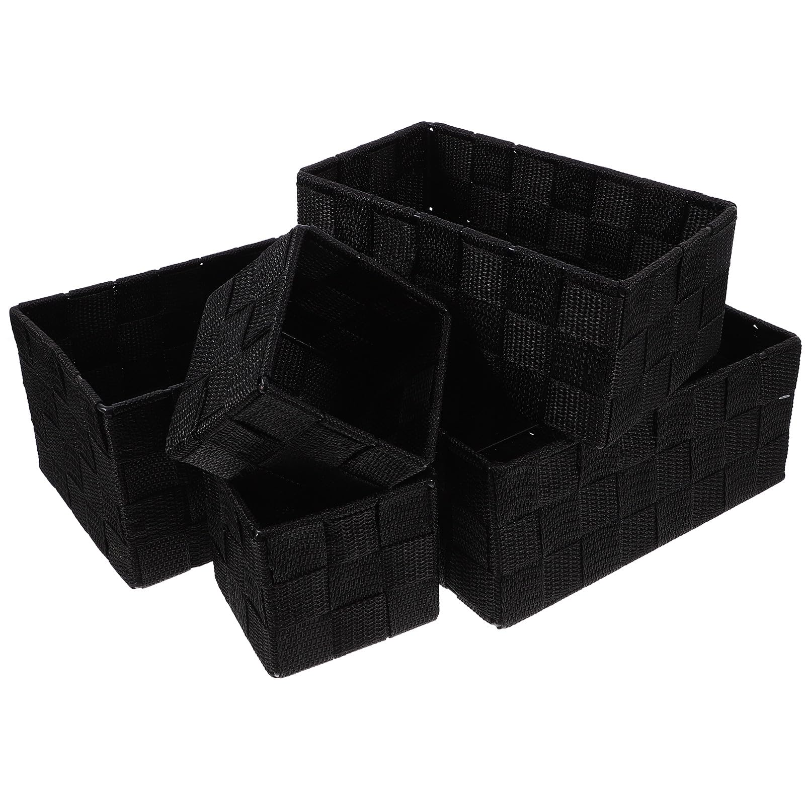 Panier de rangement tissé en fer Alasum noir rectangulaire pour armoire maison