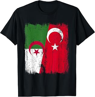 Algeria Turkey Half Flag Turkiye Algerian Turkish Heritage T-Shirt