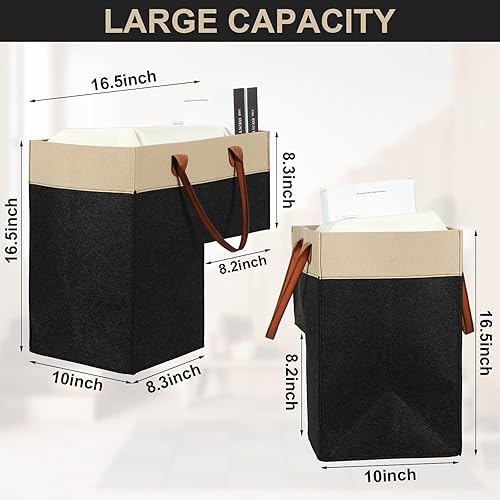 Miniatura 5 de Shappy Cestas de escalera con asas y panel de soporte, cesta de fieltro de 16 pulgadas para escaleras para alfombras y madera plegable para la