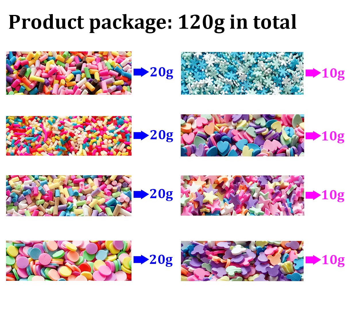EHOPE Fake Sprinkles Polymer Sprinkles Resin Sprinkles Clay Sprinkles for Resin Nail Art Slices Fake Candy Sprinkles for Nail Art DIY Crafts Cake Phone Case(Mixed-120G)