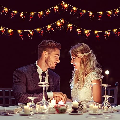 Miniatura 7 de Guirnalda de luces para decoración del día de San Valentín con temporizador, luces de corazón, funciona con pilas, con control remoto, 30 luces LED