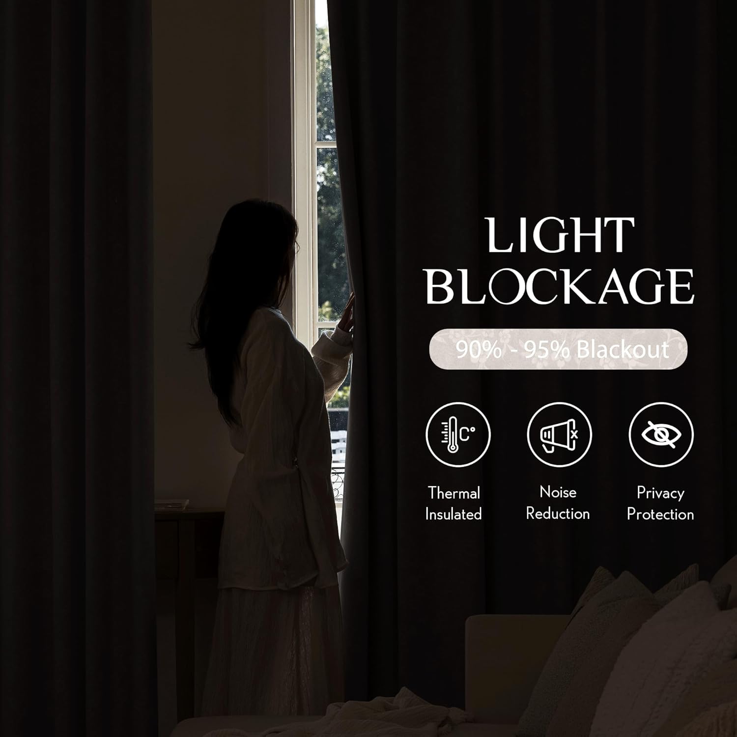 Beauoop Cream Floral Jacquard Blackout Curtains 84 Inches Long 2 Panels for Living Room Bedroom Chenille Flower Room Darkening Thermal Insulated Soundproof Grommet Window Drapes, 52x84 Set of 2