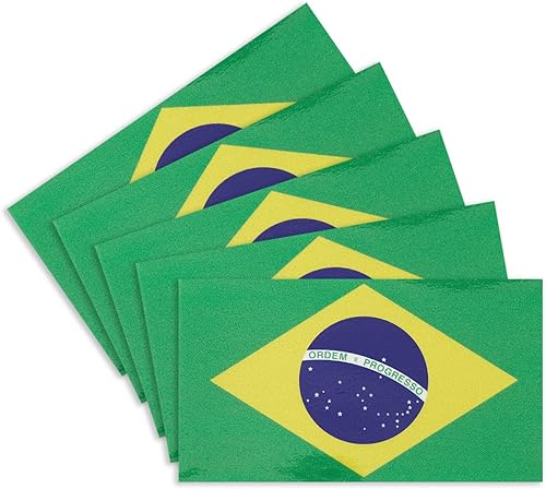 5 calcomanías de bandera de Brasil, calcomanías reflectantes de vinilo para automóvil, calcomanías de vinilo para parachoques de ventana de