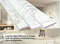 Vista 5 de Borde de ducha de 60 pulgadas Umbral de mármol de ingeniería de oro Calacatta para sistemas de bandeja de ducha Schluter Kerdi y azulejos Redi