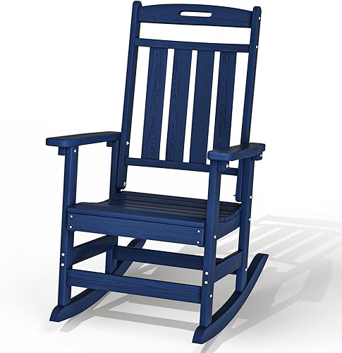 Plawdlik Mecedora de gran tamaño para exteriores, resistente a todo tipo de clima, HDPE resistente, con respaldo alto, perfecta para porche, césped,