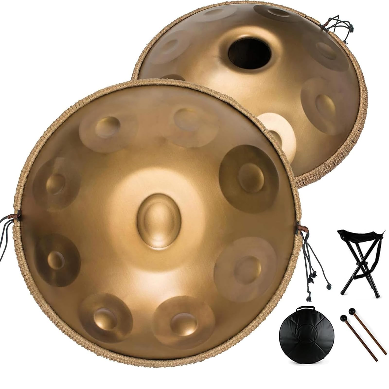 Handpan, 22" D-Moll, 17-tönige Stahl-Handtrommel, Stufenlose Stimmung