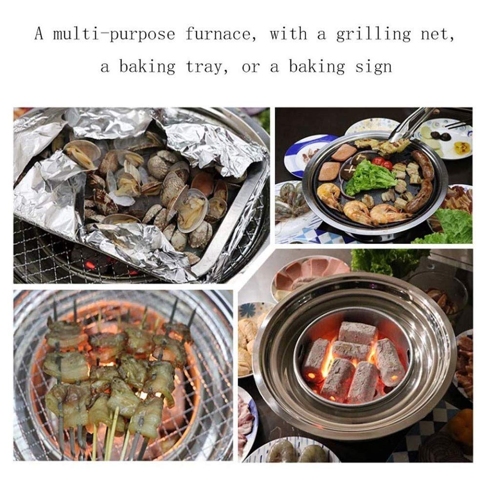 Supporto per barbecue, Il barbecue portatile da picnic rotondo senza fumo all'aperto è stabile e durevole, 34,5 29, 12 cm