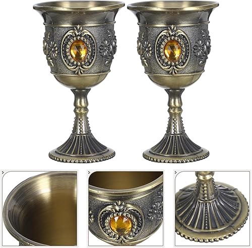Miniatura 8 de Kichvoe Vaso medieval 2pcs Cáliz Cáliz Celebraciones Reales Comunión Vino Medieval Drinkware Princesa Novia Colección Vampiro Flauta multifunción