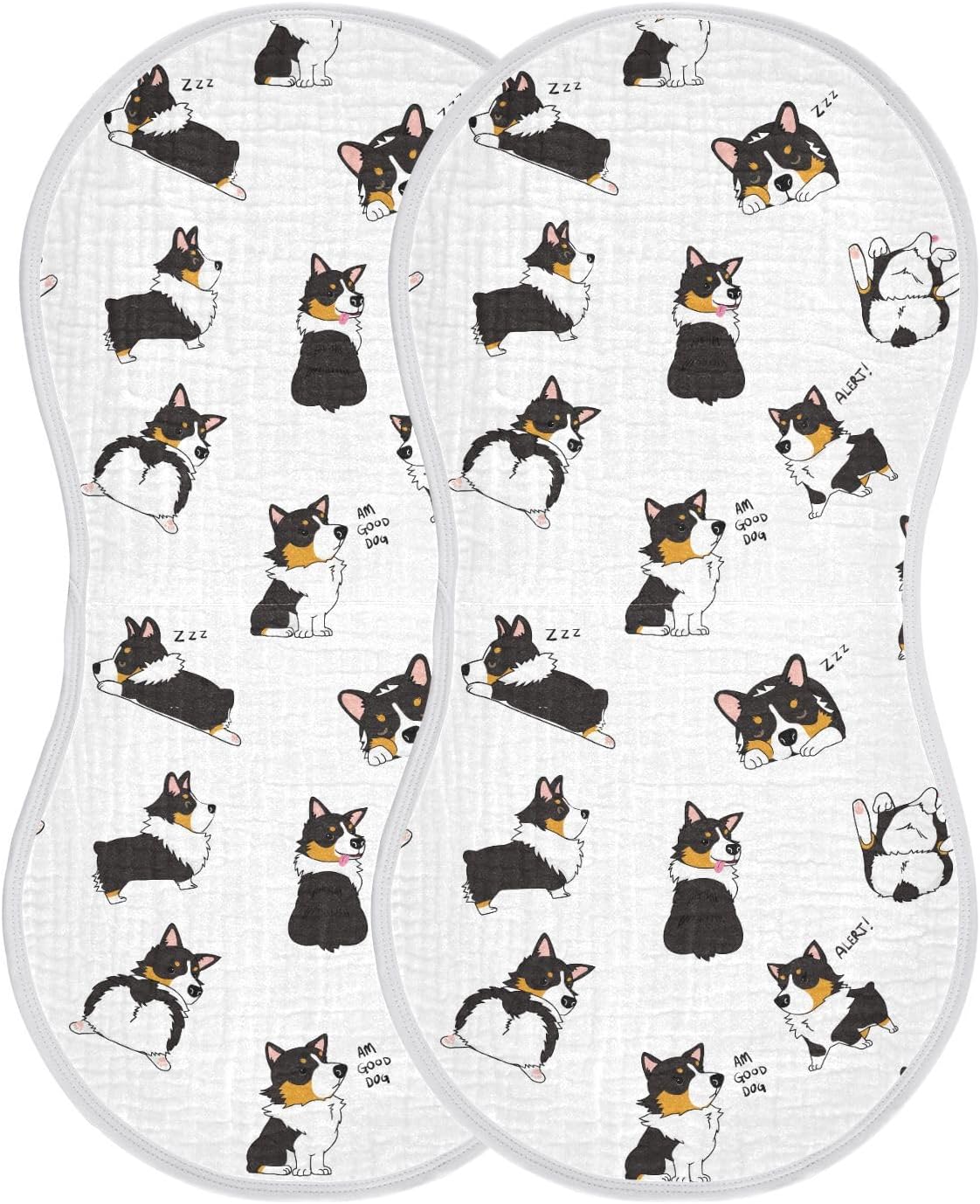 vvfelixl Burp Cloths Pembroke Welsh Corgi Tricolor Dog Seamless Pattern for Baby Boy Girls Baby Washcloths Burp Rags 1 Pack