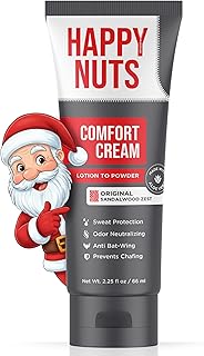 HAPPY NUTS Comfort Cream Deodorant For Men: Anti-Chafing Sweat Defense, Odor Control, Aluminum-Free Mens Deodorant & Hygiene Products for Men's Private Parts 2.25 oz. (Original)