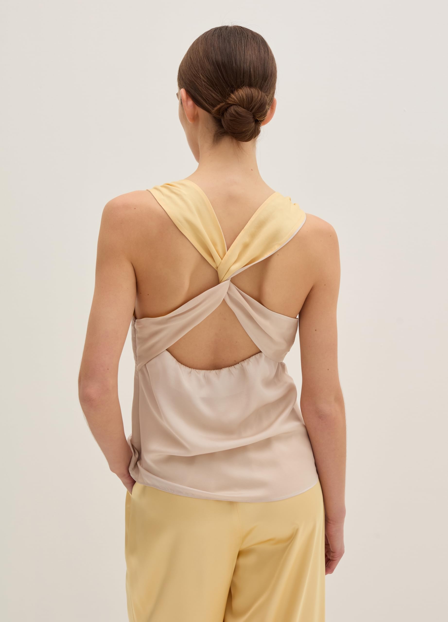 STEFANEL Satin Top with Crossover Shoulder Straps