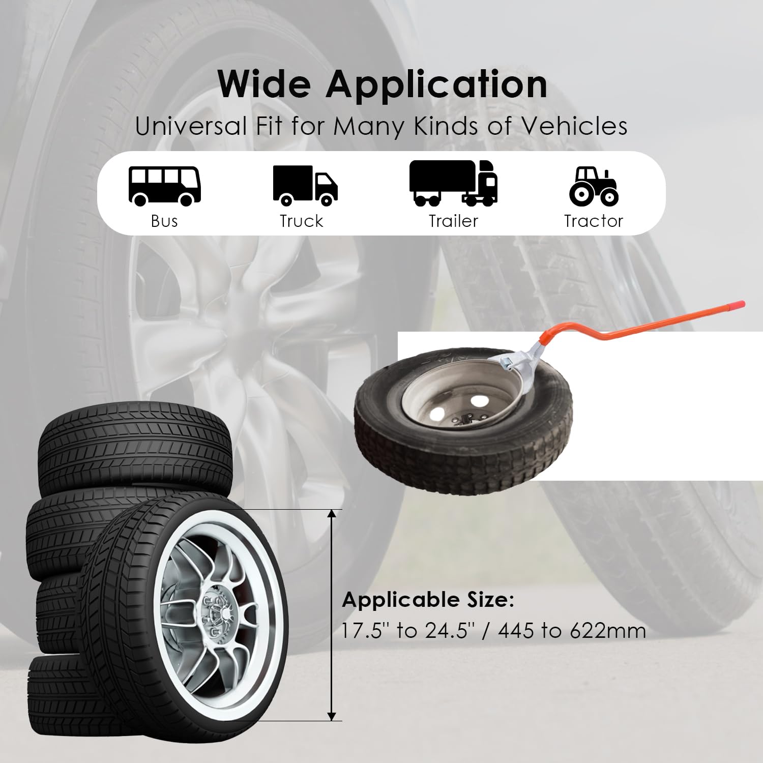 AIM Tools Cambiador neumáticos 17,5 a 24,5" Herramienta extracción Montaje y desmontaje para camión sin cámara guardaespaldas Adicional Cambio Manual Ruedas para reparación automóviles y Camiones