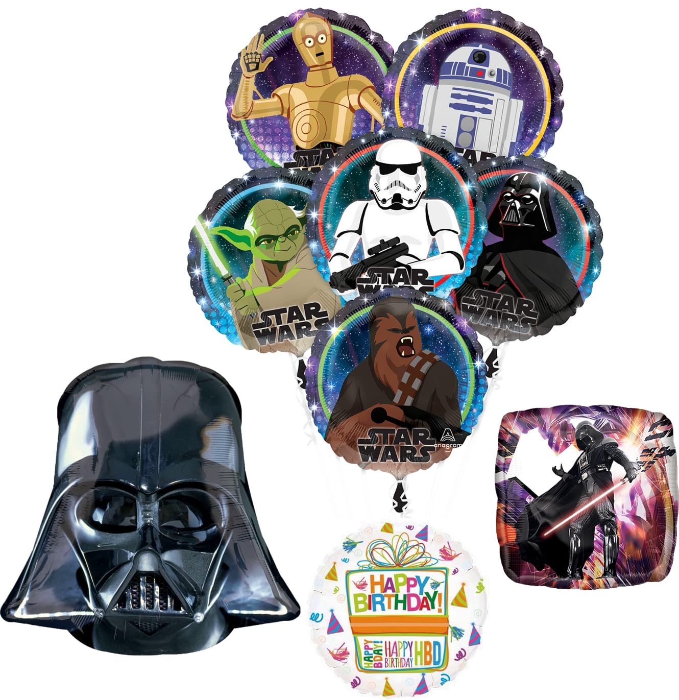 Anagram Star Wars Birthday Party Supplies Classic Darth Vader Helmet Balloon Bouquet Decorations