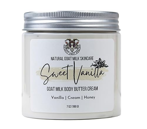 Whipped Body Butter Sweet Vanilla Pure Goat Milk Oat Infused Lotion Dry and Sensitive Skin Cream Paraben Free, Non-Greasy Body Moisturizer -