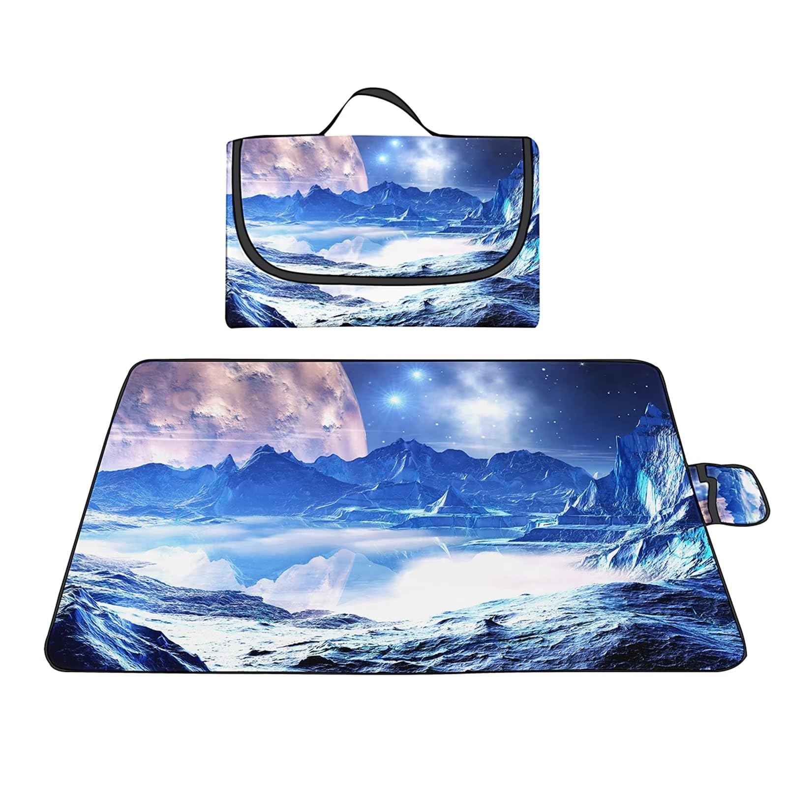 Coperta da Picnic 180x200cm, Coperta da Campeggio Impermeabile Coperta da Spiaggia Portatile con Maniglia per Picnic Outdoor Campeggio Spiaggia Parco Cielo Stellato Blu