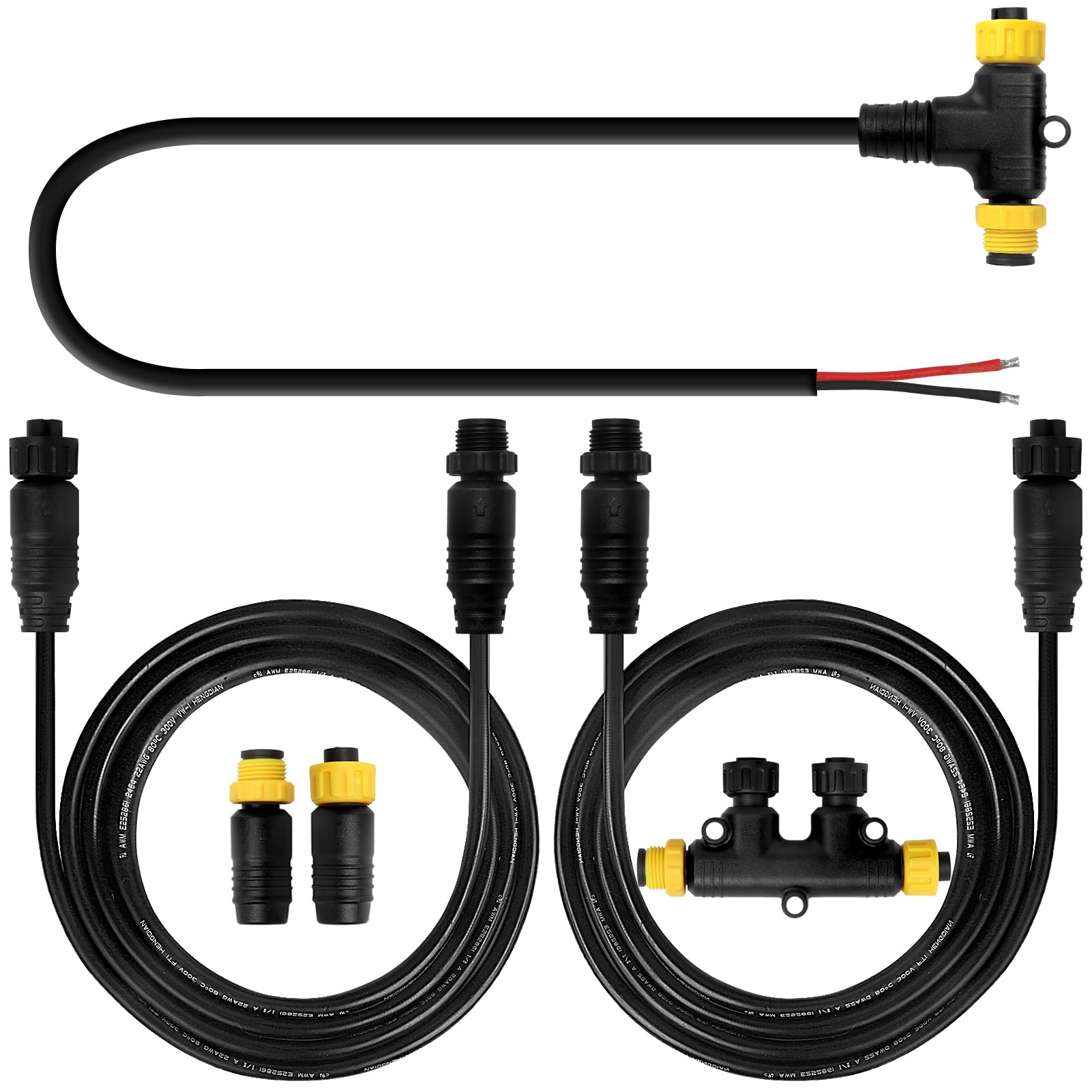 NMEA 2000 Starter Kit to Process NMEA 2000 Network for Lowrance Simrad Garmin,Marine Grade Starter Kit with Backbone Cables Drop Cables Tees Terminators