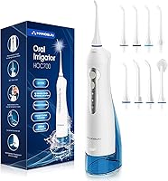HANGSUN HOC700 Cordless Water Flosser Rechargeable Oral Irrigator 300ml Tank 8 Tips 1600 Pulses for Braces Teeth Cleaning White