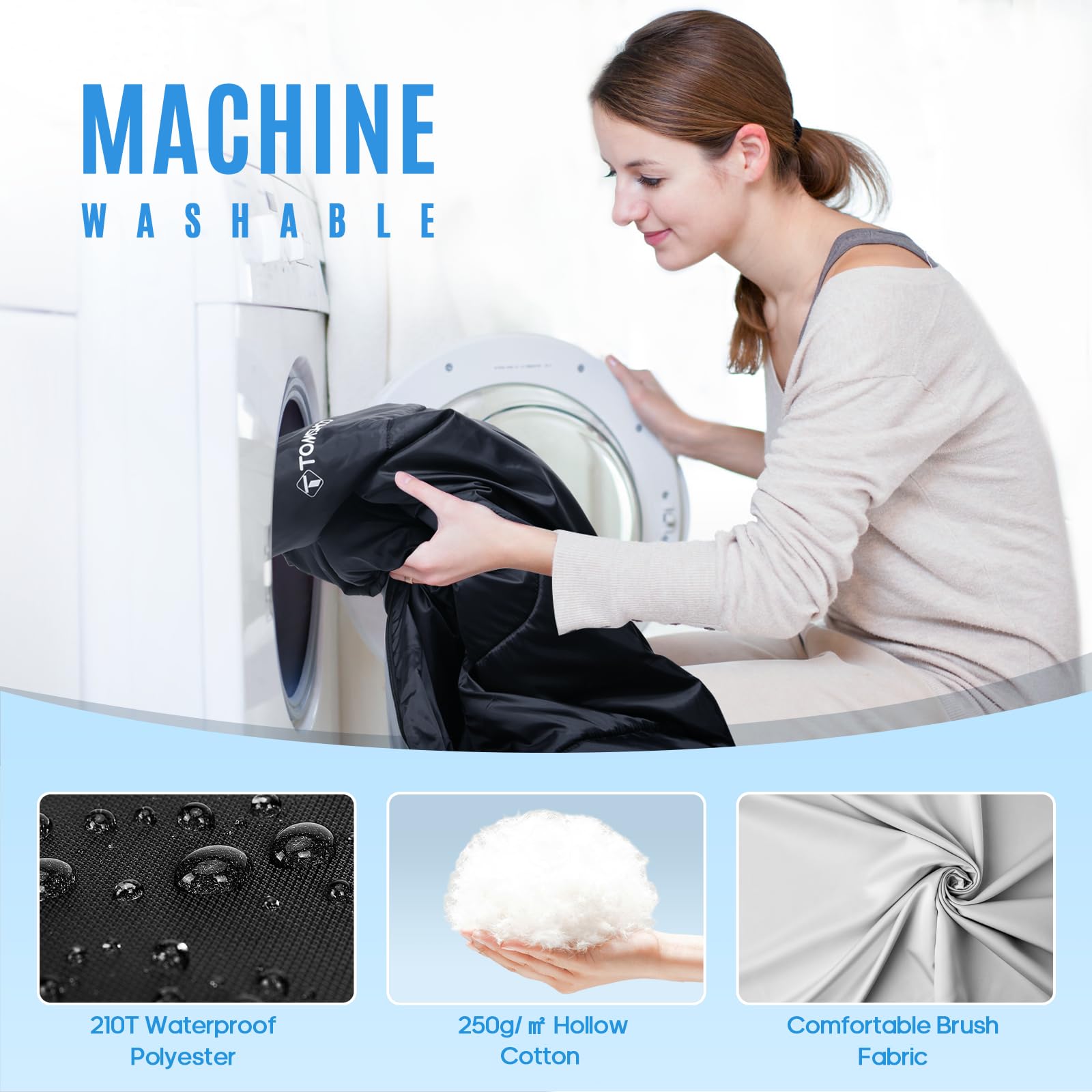 TOMSHOO Sacco a Pelo Matrimoniale, 230 x 160 cm Sacco a Pelo Doppio con 2 Cuscini, 3-4 Stagioni Sacco a Pelo Leggero Camper 2 Persone, per Campeggio Trekking Escursioni All'aperto Casa