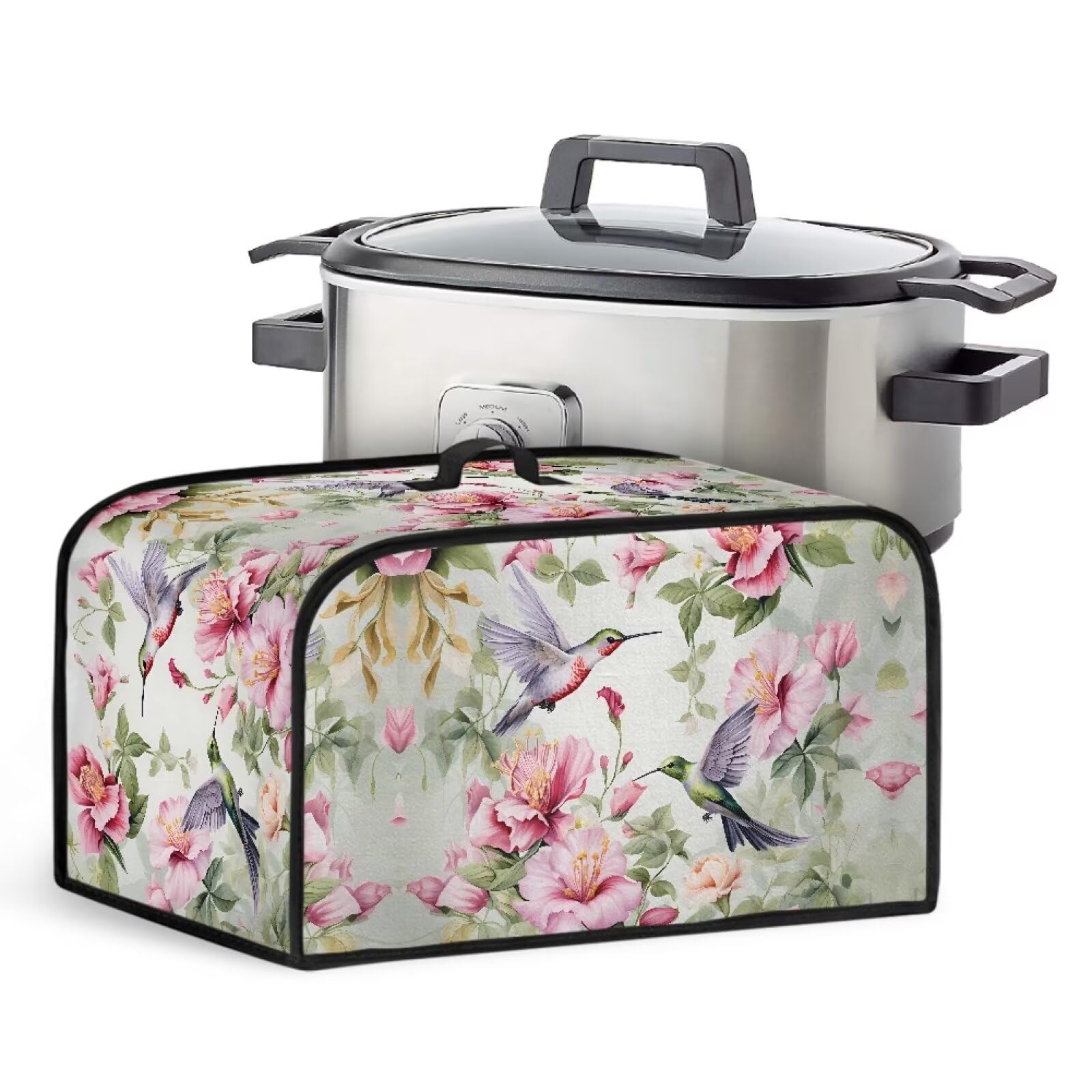 Hummingbird Slow Cooker Dust Cover Small Crock Pot Dust Cover Oval Crock Pot Cover with Handle Stain Resistant