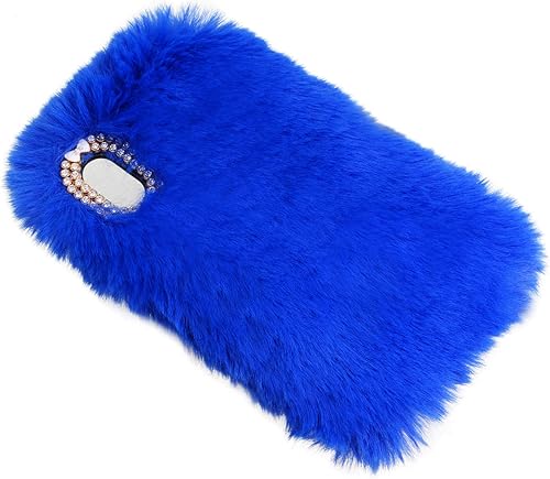 Miniatura 5 de LCHDA Funda de felpa para iPhone 7iPhone 8, funda de piel de conejo, funda mullida y esponjosa para niñas, lindo pelo cálido de invierno, funda