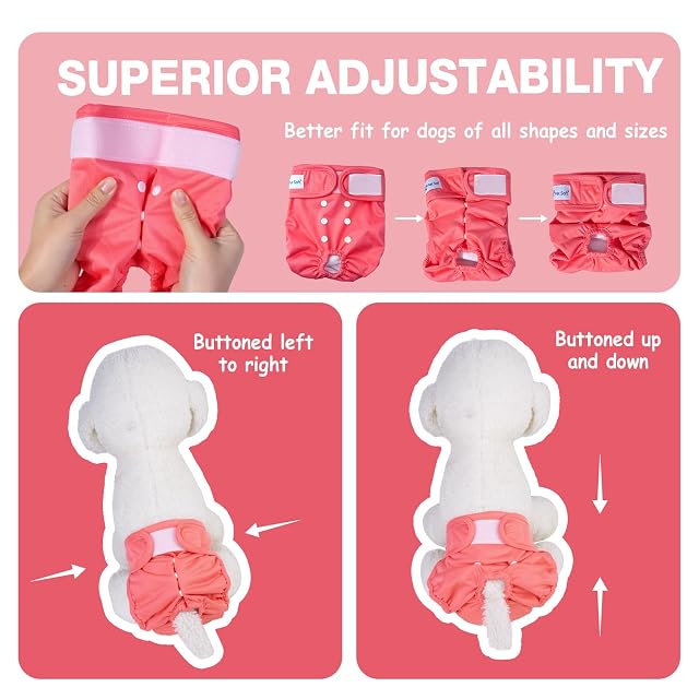 Foto 4 de 7 de Pet Soft Pañales Perro Hembra, Pañales Lavables para Perros, 3 Paquetes de Braga para celo Perras (Sólido, XL)