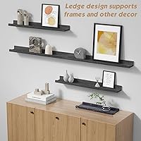 Vista 6 de Forbena Estante de repisa negra para fotos, estantes flotantes con borde para pared, estantes de pared pequeños para baño, dormitorio, cocina, Negro