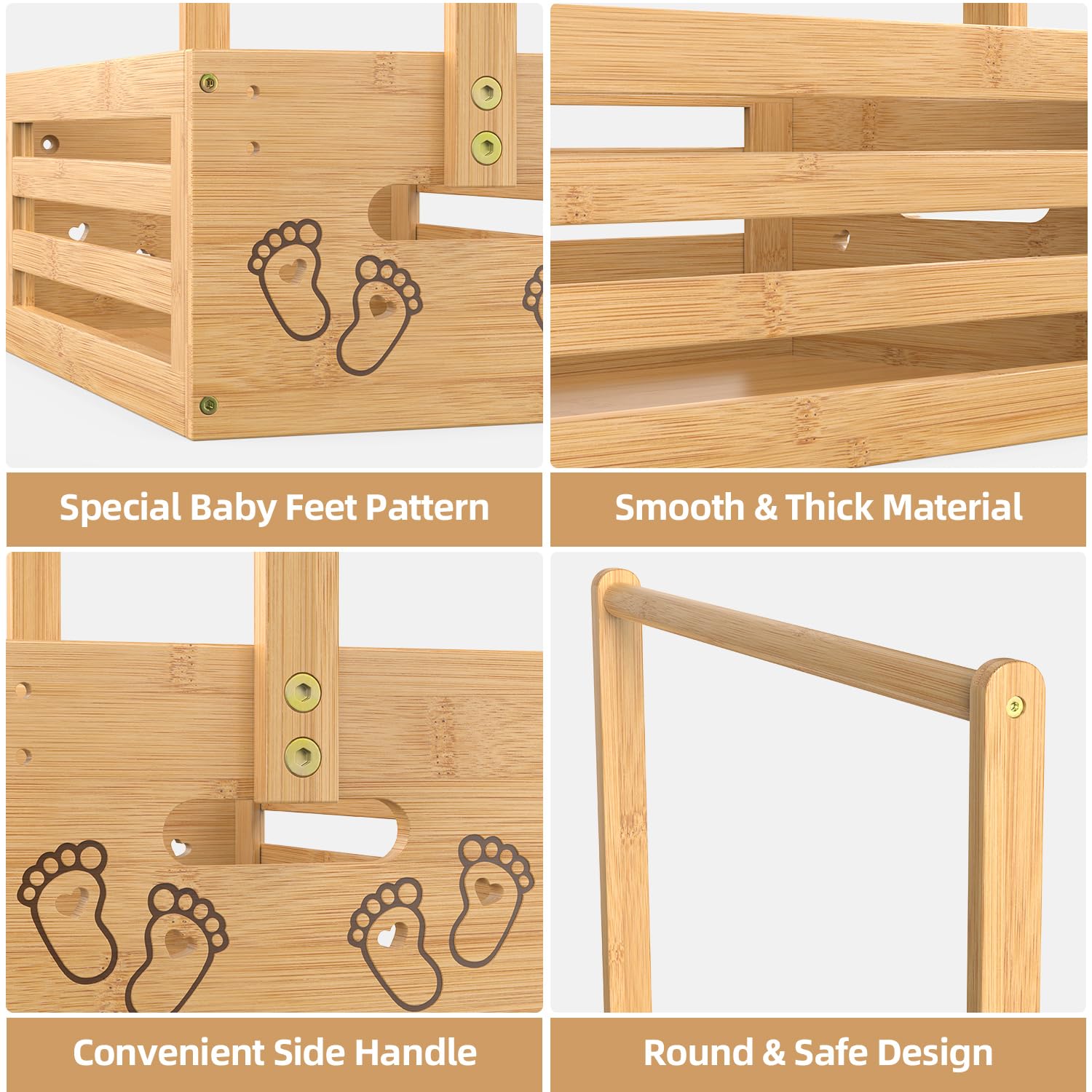 BAMBOOHOMIE Baby Shower Crate Closet, Shower Party Basket with Hangers Handle, Bamboo Gift Crate Box - Image 2