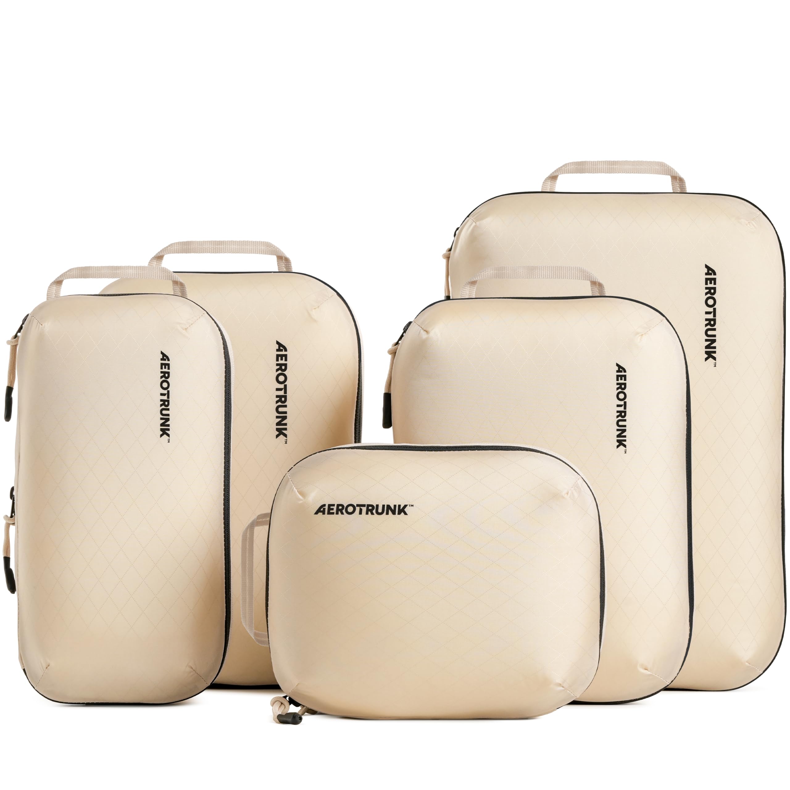 Aerotrunk Ultralight Compression Packing Cubes - Lightweight Travel Organizers for Suitcases and Luggage, Beige, 6-Pack, Ultralight Packing Cubes 6-Pack