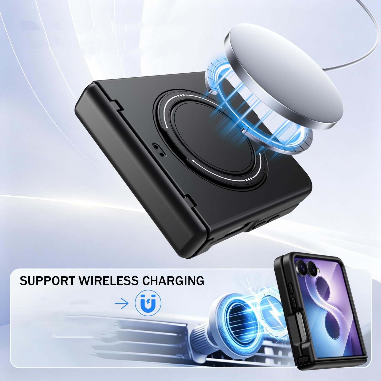 Custodia Magnetica Per Samsung Galaxy Z Flip 8, Rotabile Anello Supporto