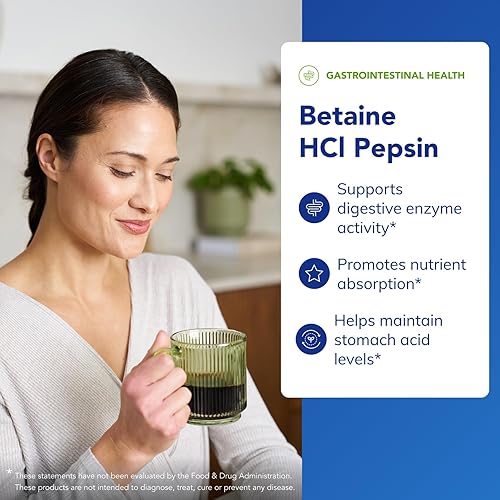 Miniatura 3 de Pure Encapsulations Betaína HCl Pepsina  Suplemento enzimático digestivo para ayuda digestiva y apoyo ácido estomacal y absorción de nutrientes  250