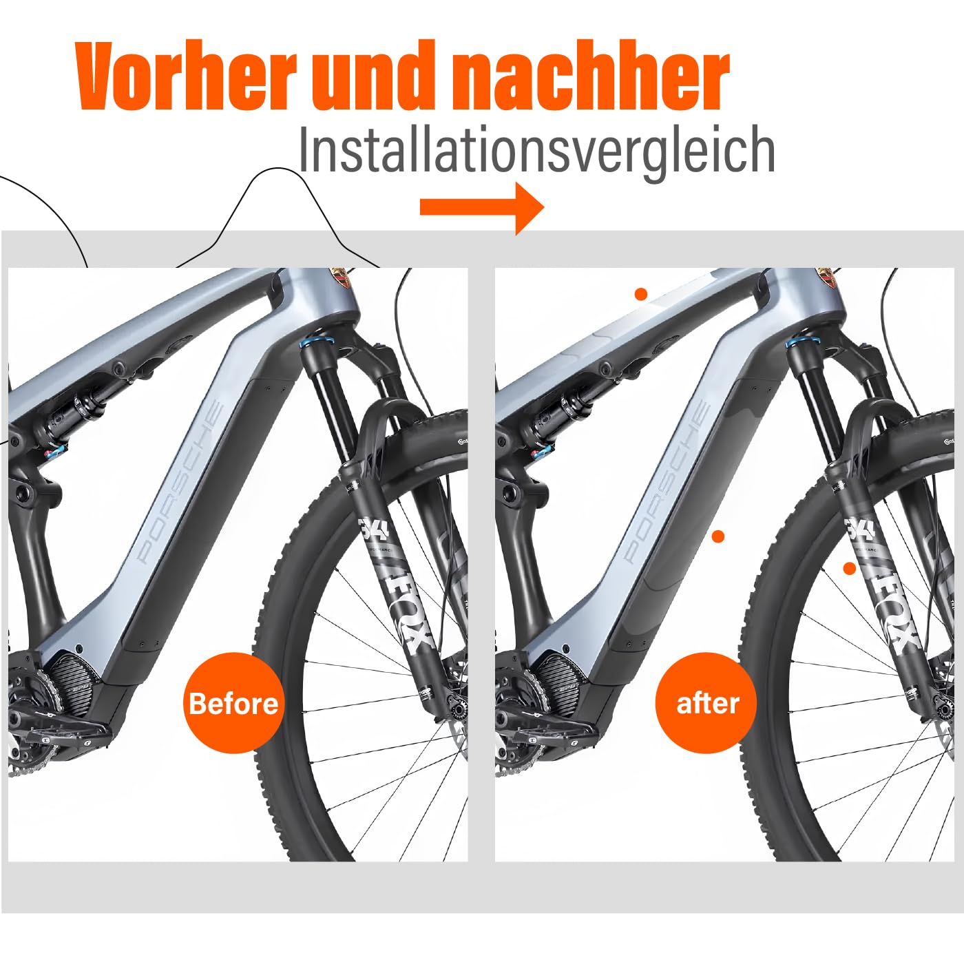 Film de protection de cadre de vélo électrique transparent - 33 pièces - Protection totale du cadre de vélo - Protection complète - Film de protection autocollant pour tube supérieur et