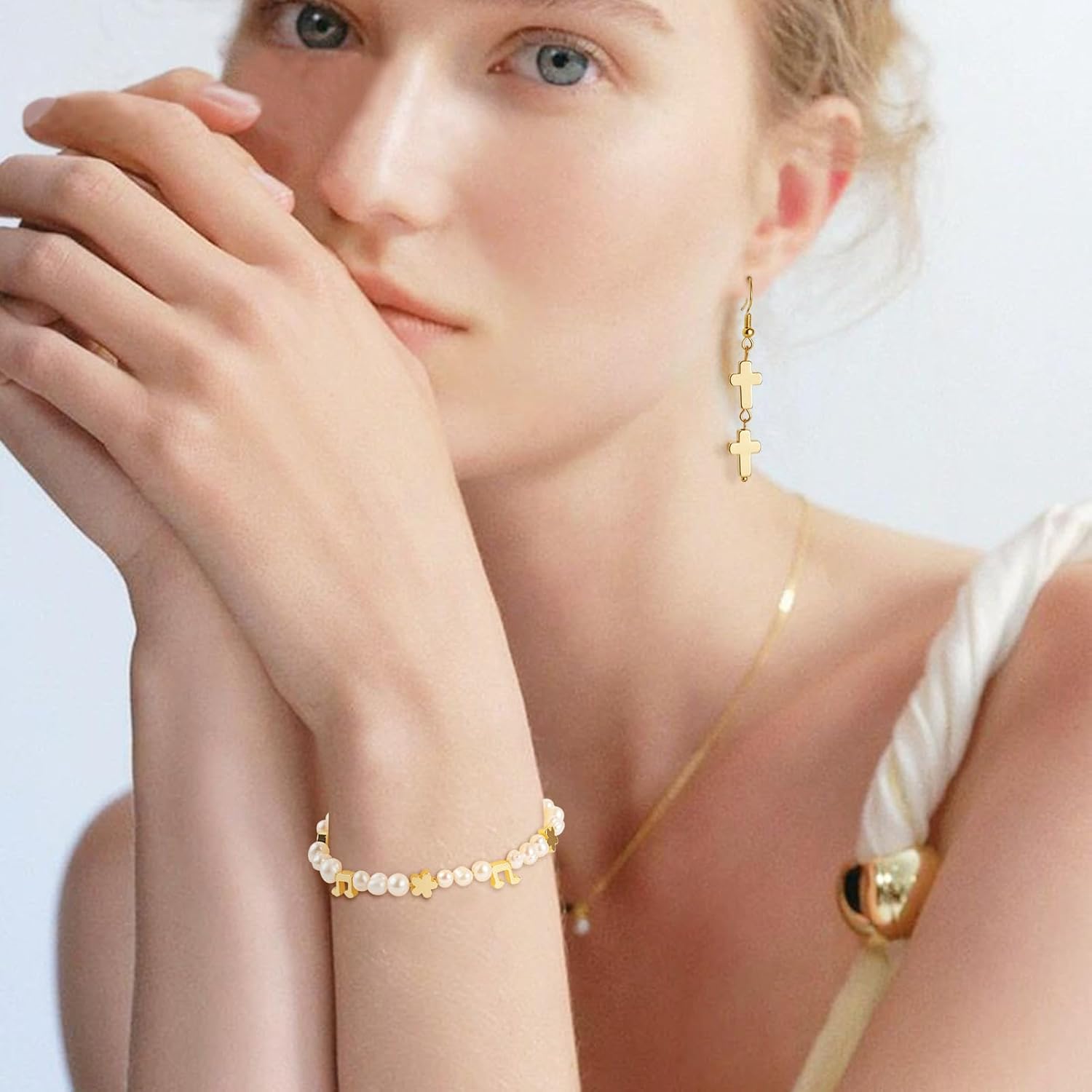 Craftdady 36pcs Cross Moon Flower Spacer Beads 18K Gold Plated Brass Metal Loose Beads Musical Note Triangle Flat Round Bracelet Bead 7-12.5 mm for DIY Craft Earring Necklace Jewelry Making - Image 3