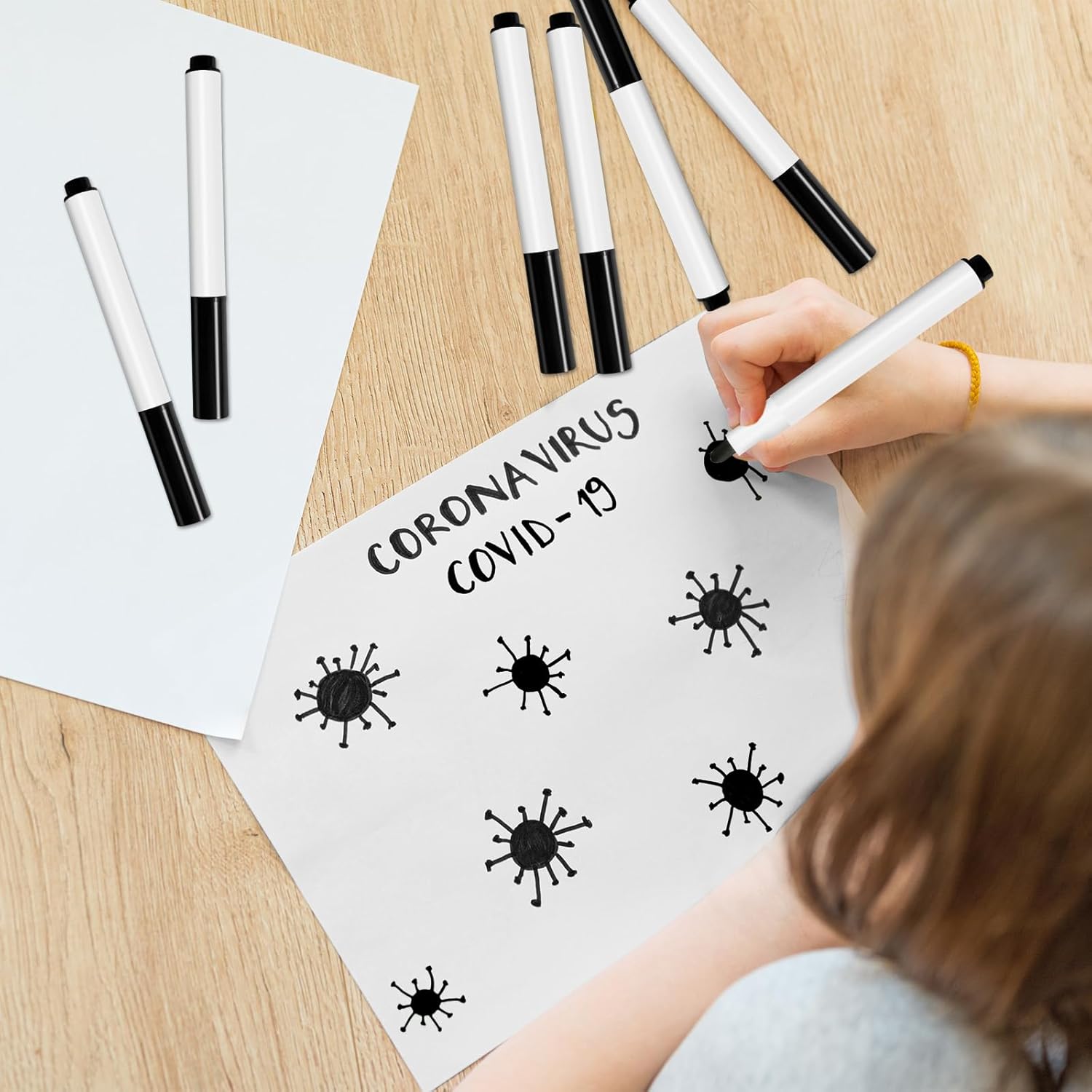 10 Pack Black Refill Drawing Pens Compatible Kids Smart Drawing Robot, Replacement Markers for Auto Sketching Machine