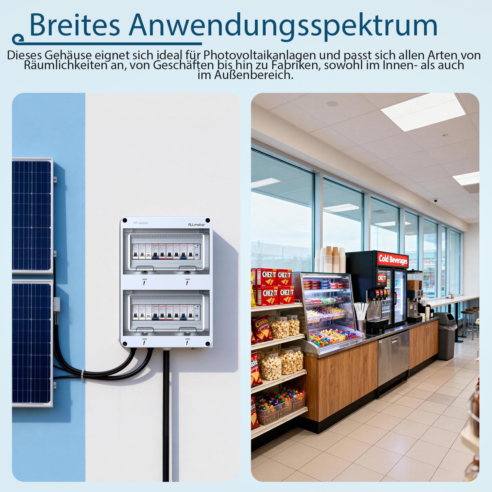 Verteilerkasten Aufputz 24 Module, IP65 Sicherungskasten Aufputz mit transparenter Abdeckung, ABS Verteilerkasten für Innen- und Außenbereich, Wasserdicht & Staubdicht
