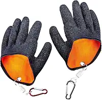 Saycker 2 luvas de pesca com liberação magnética, luvas profissionais de pescador, secagem rápida, luvas à prova de perfuração, luva de pesca antiderrapante para manuseio, captura