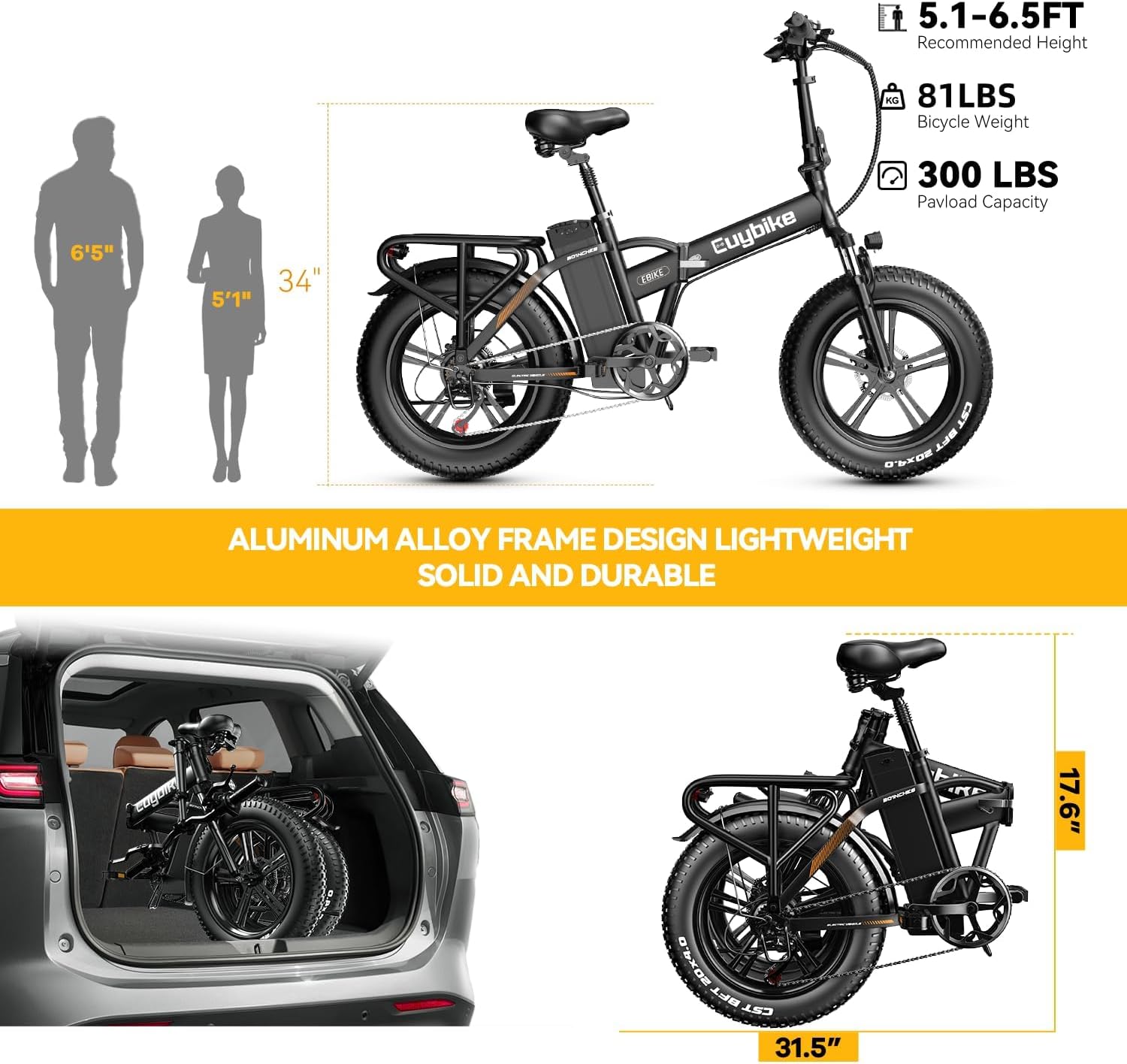 Folded electric bike dimensions for storage and transport