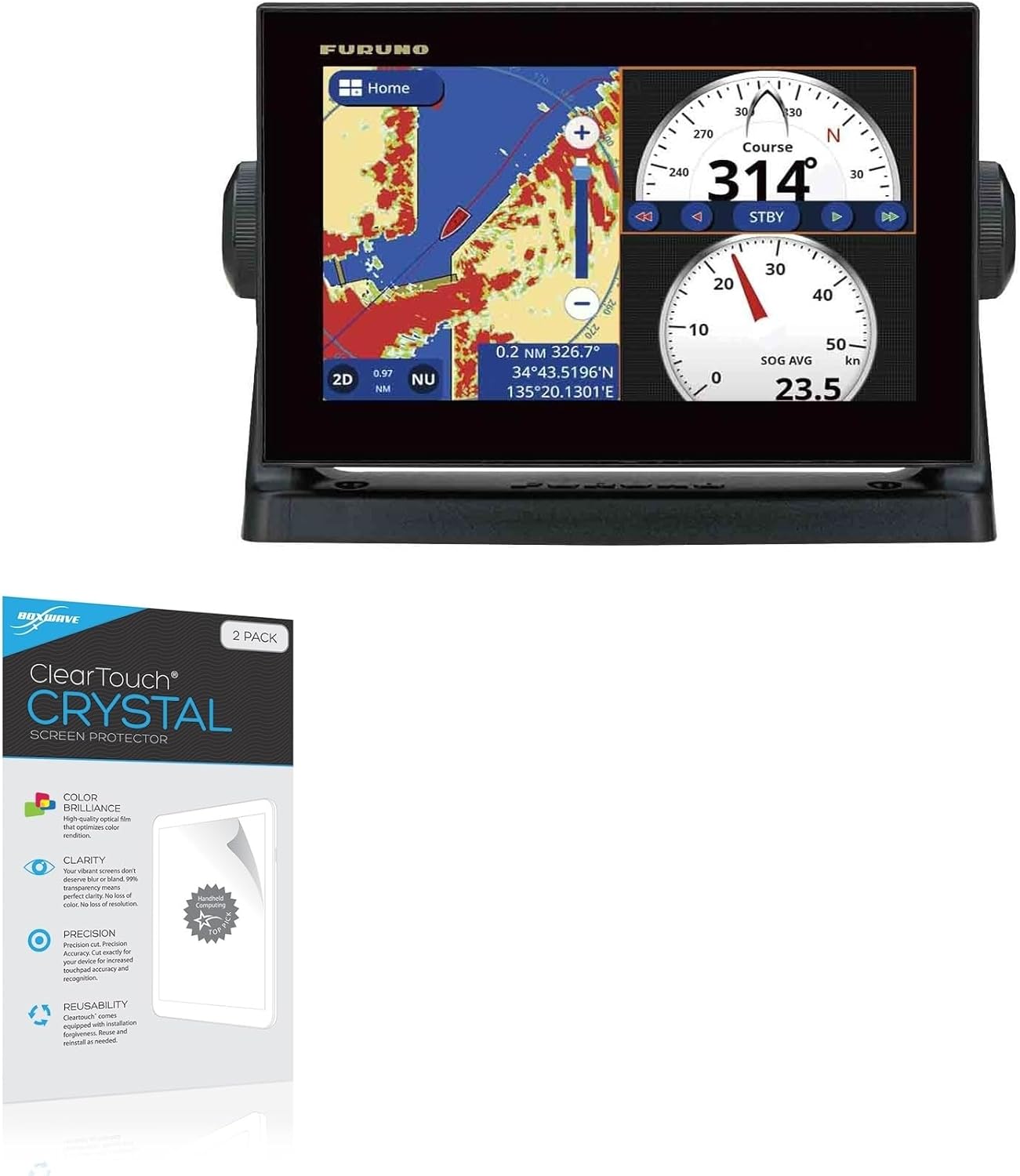 BoxWave Screen Protector Compatible With Furuno GP-1971 - ClearTouch Crystal (2-Pack), HD Film Skin - Shields From Scratches