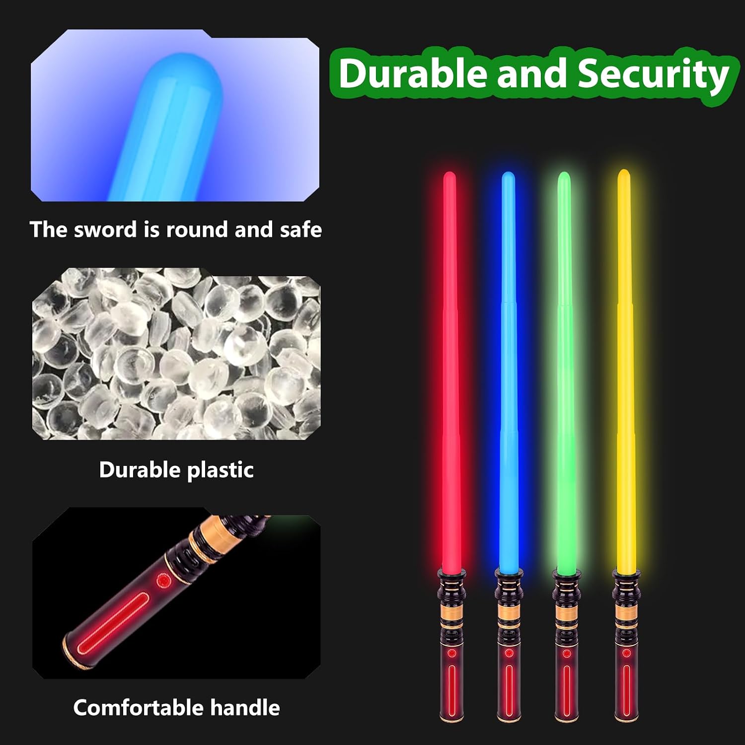 Light Up LED Saber, Light Swords with FX Sound and Realistic Handle, Blue Red Green Yellow, Expandable Sabre for Halloween Dress Up Parties Birthday Christmas Galaxy War Fighters (Blue)